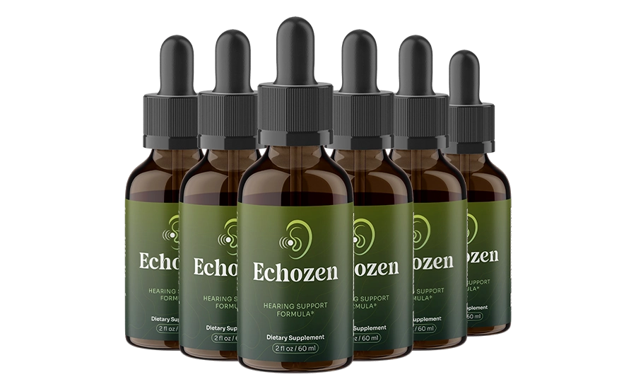 Six Echozen hearing support formula bottles